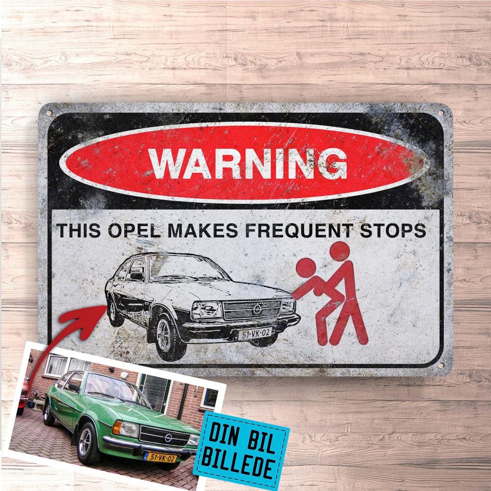 Opel This Opel Makes Frequent Stops Skilte Skilte, Musemåtte, Dørmåtte-Skilte-Opel-Garage Culture Shop- garage - man cave - merchandise