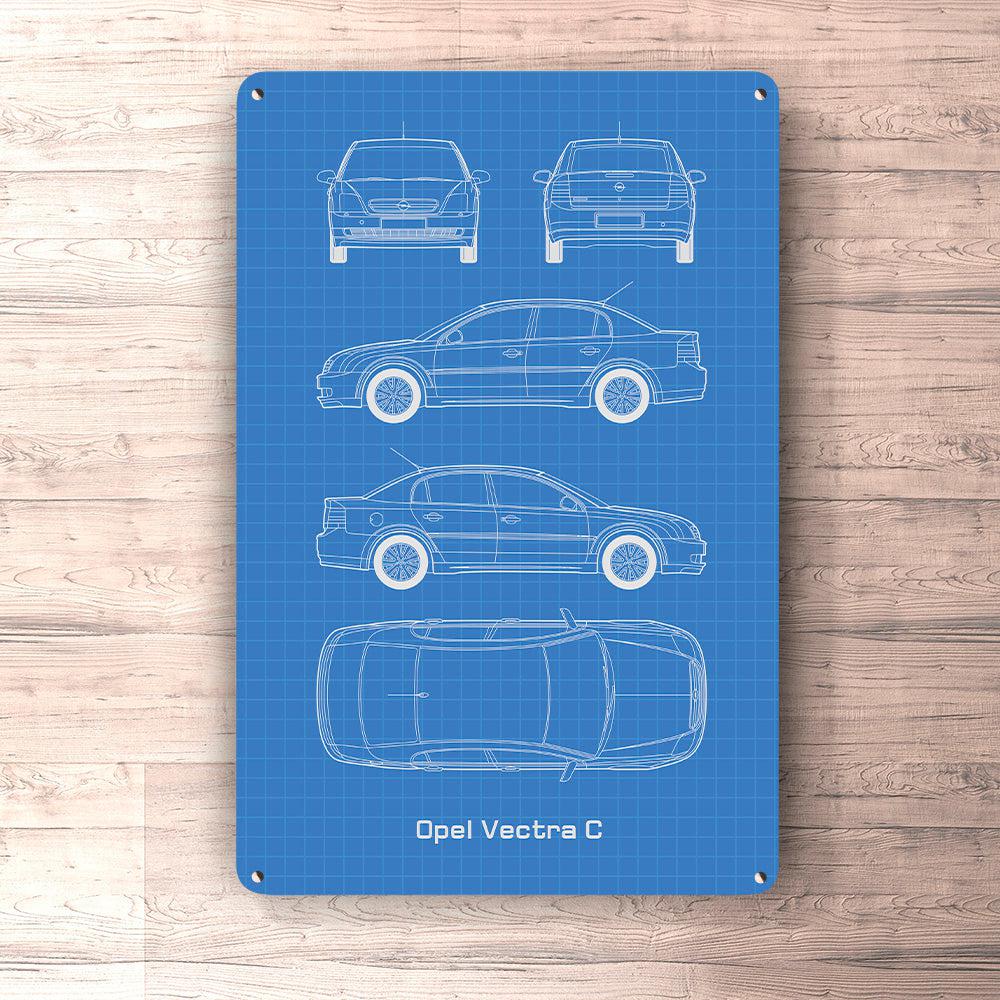 Opel Vectra C Blueprint Skilte, Musemåtte, Dørmåtte-Blueprint-Opel-Garage Culture Shop- garage - man cave - merchandise
