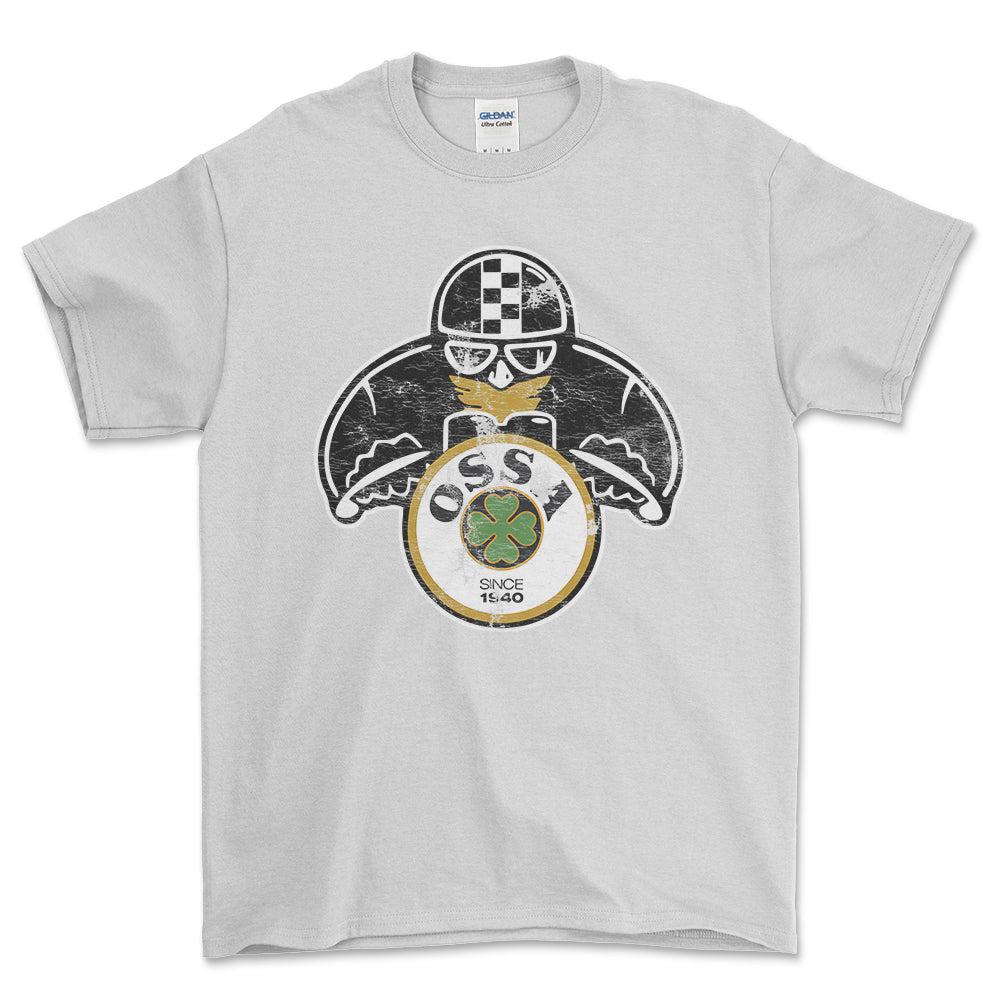 Ossa Biker Vintage Style Unisex T-Shirt , Bomuld-Beklædning-Ossa-Hvid-S-Forside-Garage Culture Shop- garage - man cave - merchandise