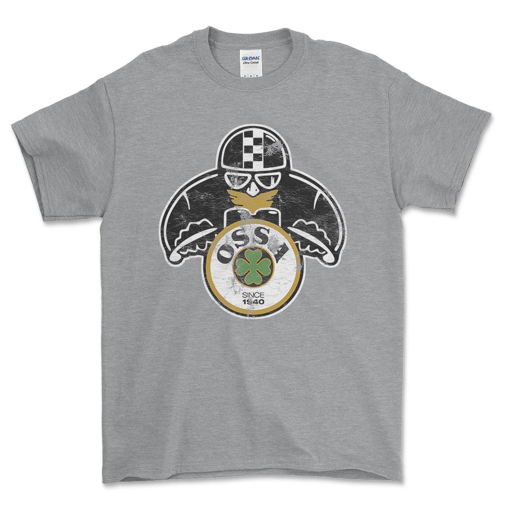 Ossa Biker Vintage Style Unisex T-Shirt , Bomuld-Beklædning-Ossa-Grå Sport-S-Forside-Garage Culture Shop- garage - man cave - merchandise