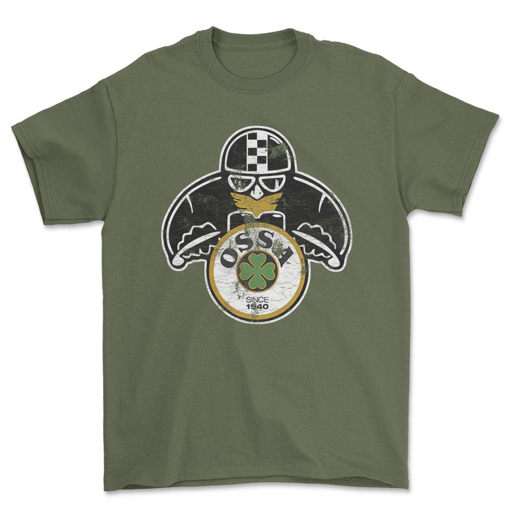 Ossa Biker Vintage Style Unisex T-Shirt , Bomuld-Beklædning-Ossa-Grøn Militær-S-Forside-Garage Culture Shop- garage - man cave - merchandise