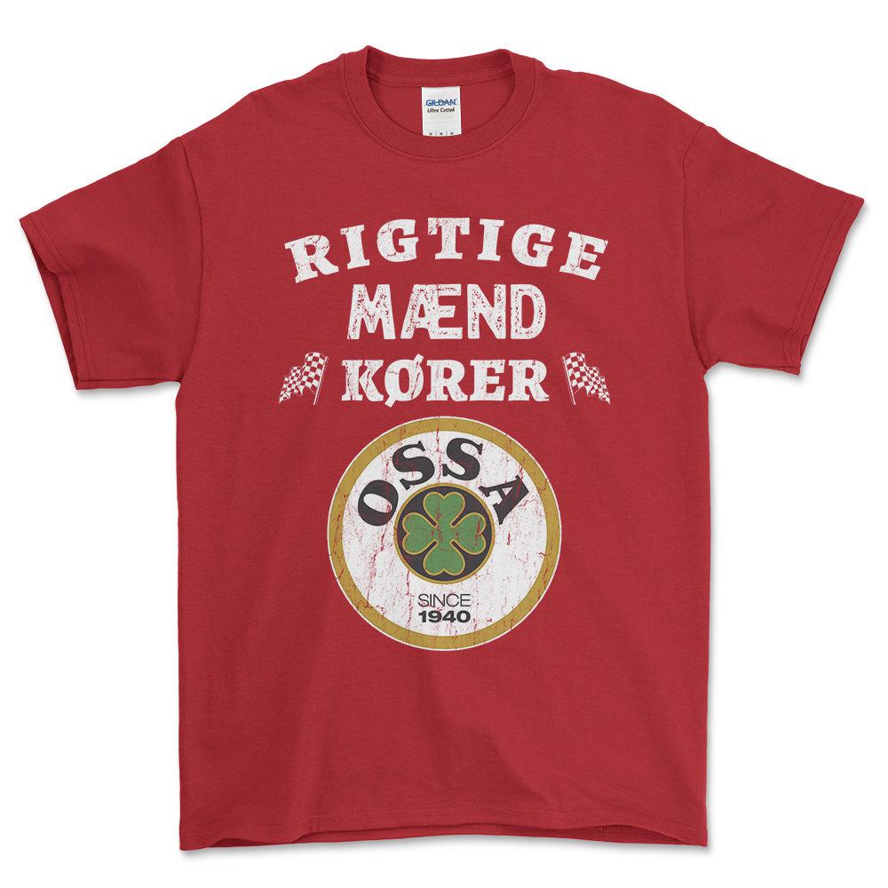 Ossa Rigtige Mænd Kører - Unisex T-Shirt , Bomuld-Beklædning-Ossa-Rød-S-Forside-Garage Culture Shop- garage - man cave - merchandise