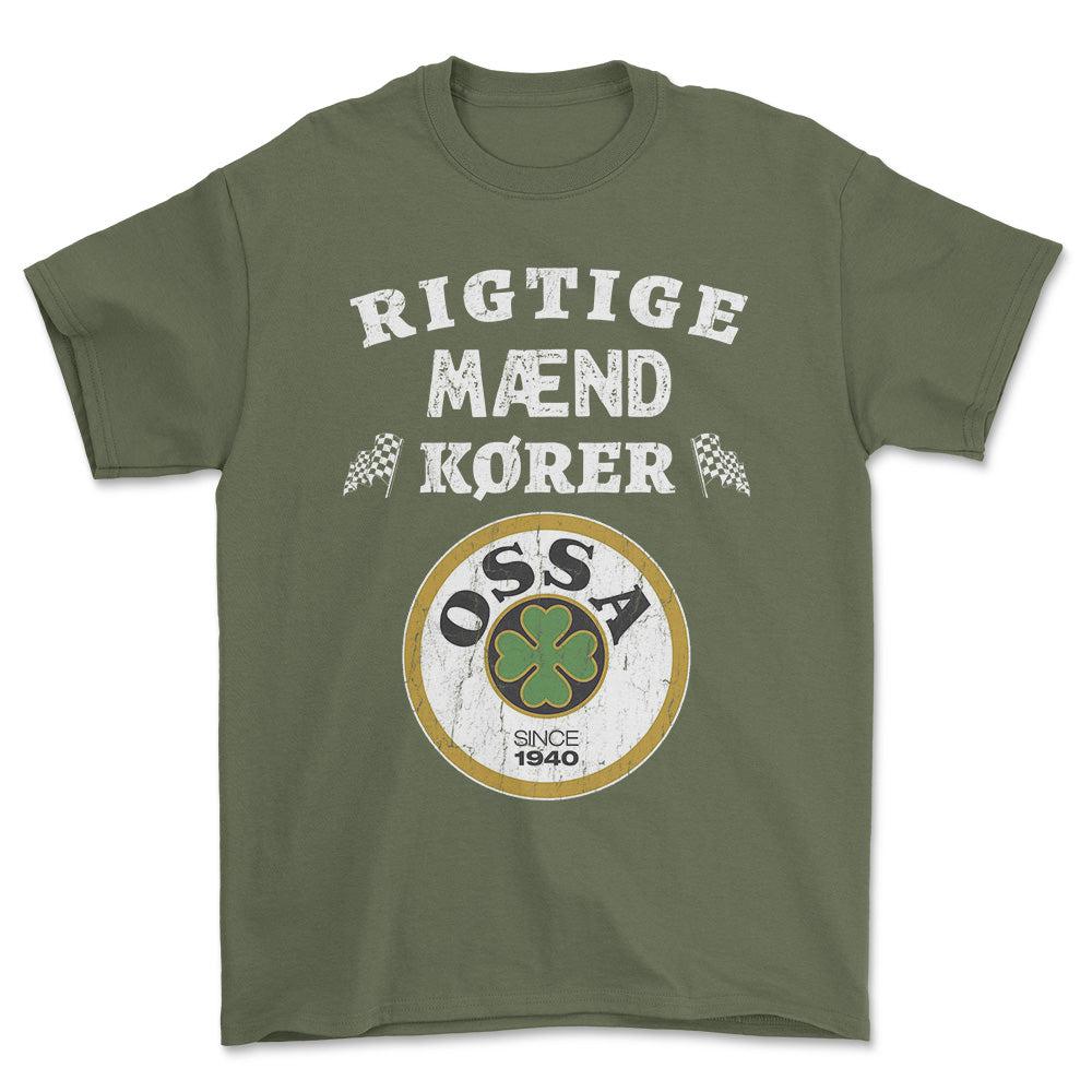 Ossa Rigtige Mænd Kører - Unisex T-Shirt , Bomuld-Beklædning-Ossa-Grøn Militær-S-Forside-Garage Culture Shop- garage - man cave - merchandise