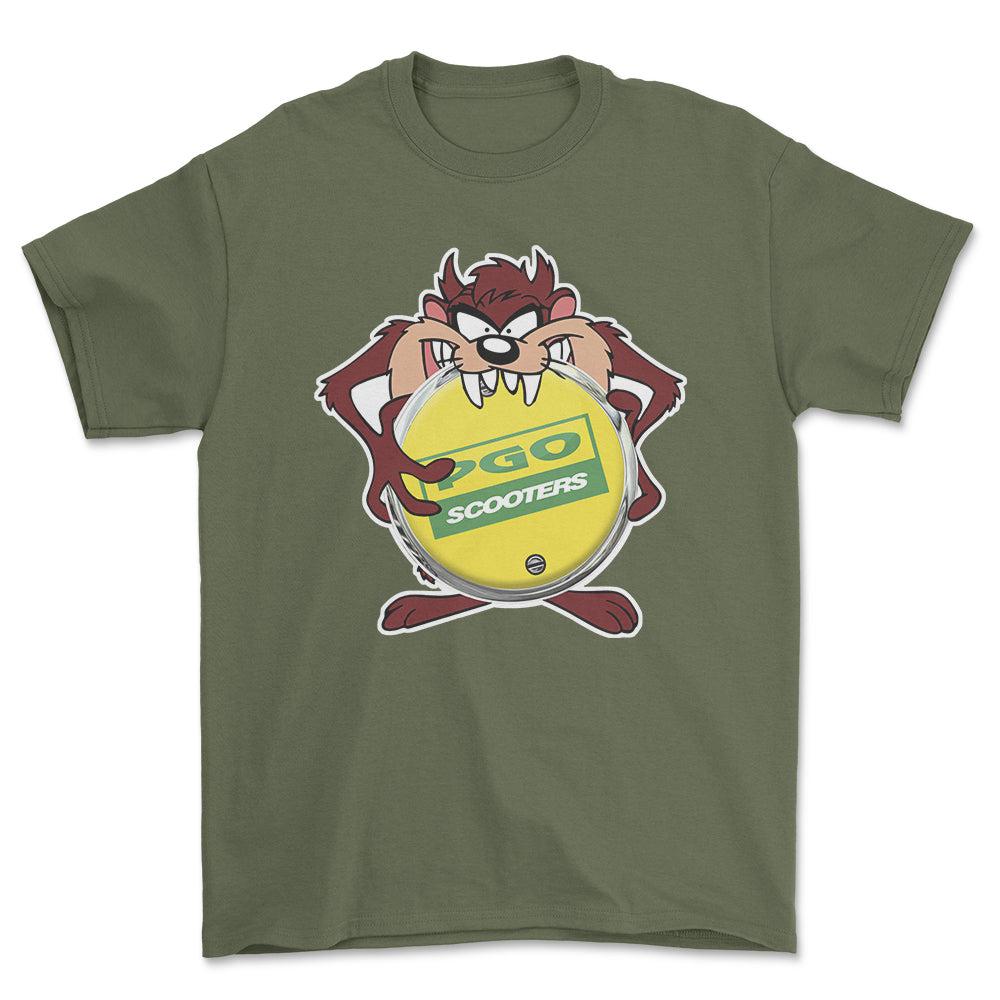 PGO TAZ Unisex T-Shirt , Bomuld-Beklædning-PGO-Grøn Militær-S-Forside-Garage Culture Shop- garage - man cave - merchandise