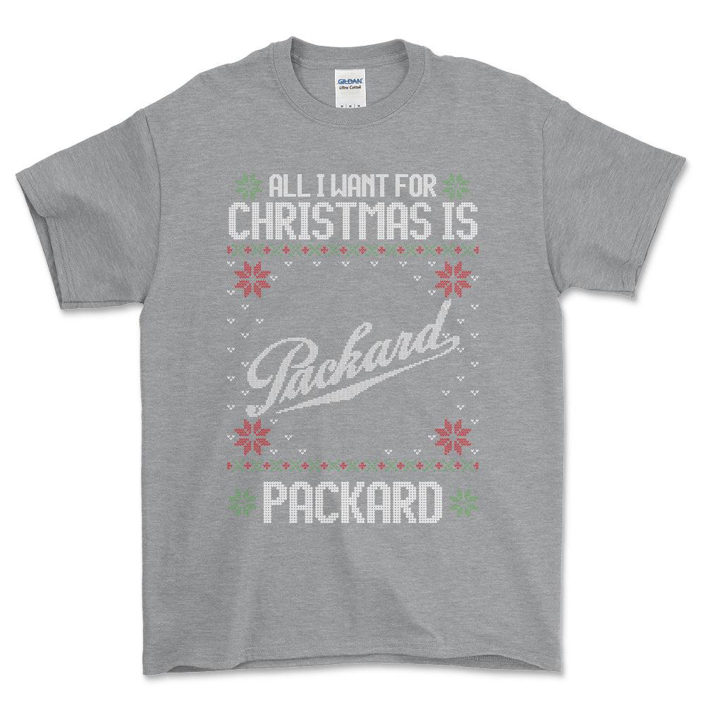 Packard - All I Want For Christmas - Unisex T-Shirt , Bomuld-Beklædning-Packard-Grå Sport-S-Forside-Garage Culture Shop- garage - man cave - merchandise