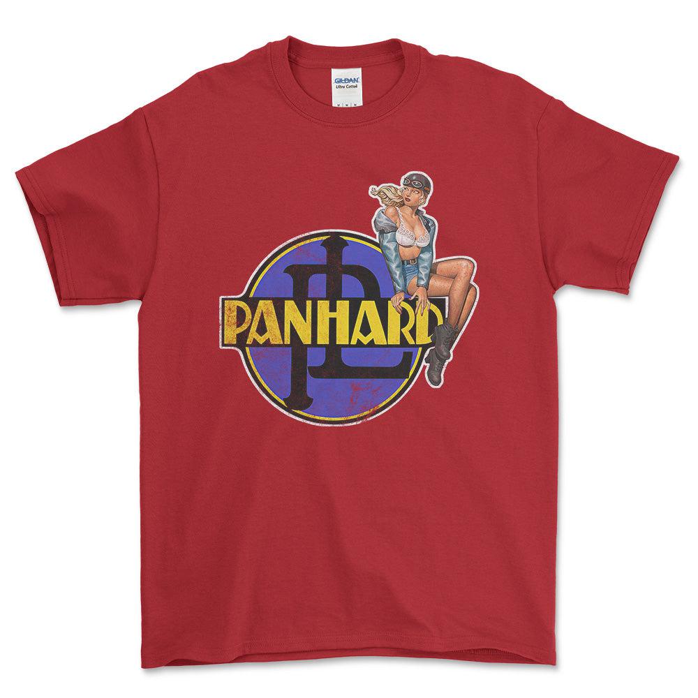 Panhard Pinup - Unisex T-Shirt , Bomuld-Beklædning-Panhard-Rød-S-Forside-Garage Culture Shop- garage - man cave - merchandise