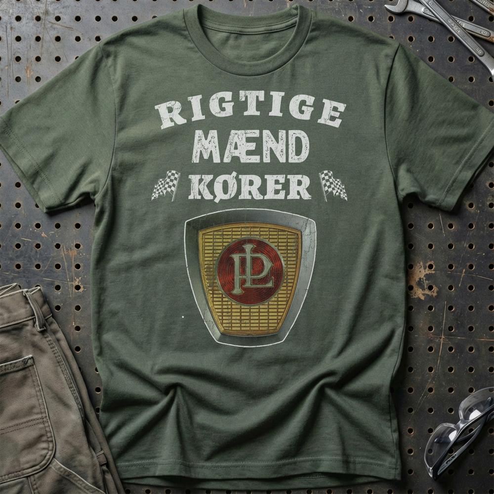 Panhard Rigtige Mænd Kører - Unisex T-Shirt , Bomuld-Beklædning-Panhard-Grøn Militær-S-Garage Culture Shop- garage - man cave - merchandise