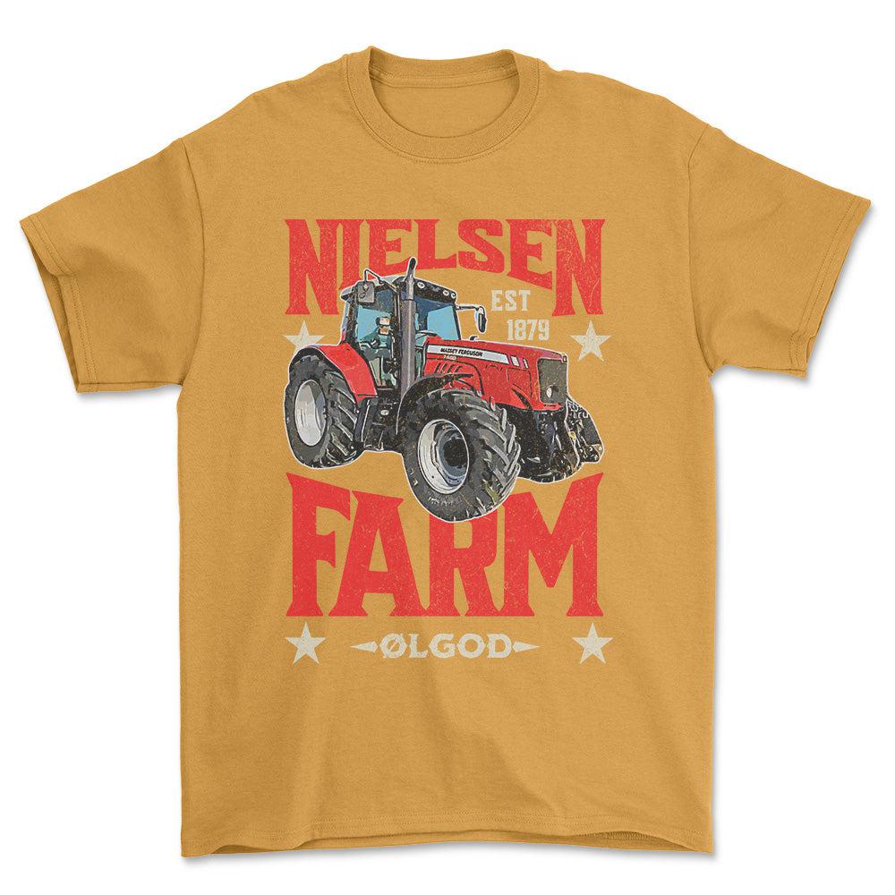 Personlig - Din Farm - Dit traktor billede Unisex T-Shirt , Bomuld-Beklædning-Garage Culture-Guld-S-Forside-Garage Culture Shop- garage - man cave - merchandise