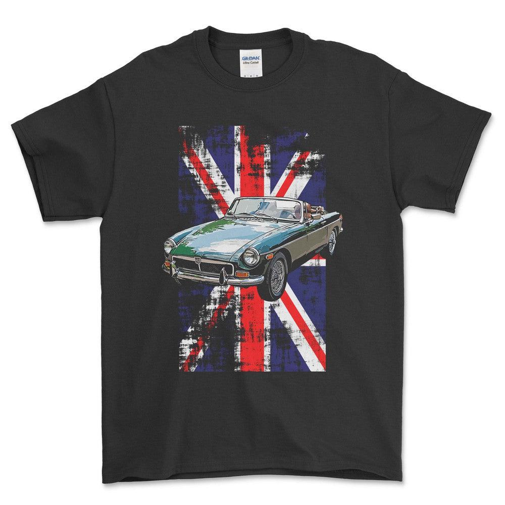 Personlig - Din bil og UK Flag - Med Din Bil MC Billede Unisex T-Shirt , Bomuld-Beklædning-Garage Culture-Garage Culture Shop- garage - man cave - merchandise