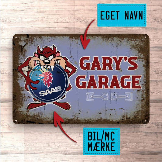 Personlig - Eget Navn Taz Garage - Skilte, Musemåtte, Dørmåtte , Plakat-Skilte-Custom-Garage Culture Shop- garage - man cave - merchandise