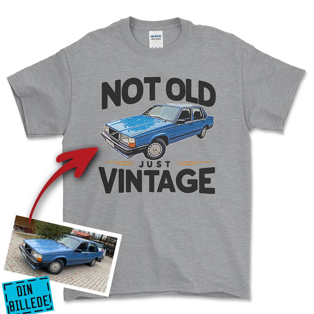 Personlig - Not Old Just Vintage - Med Din Bil MC Billede Unisex T-Shirt , Bomuld-Beklædning-Garage Culture-Grå Sport-S-Forside-Garage Culture Shop- garage - man cave - merchandise