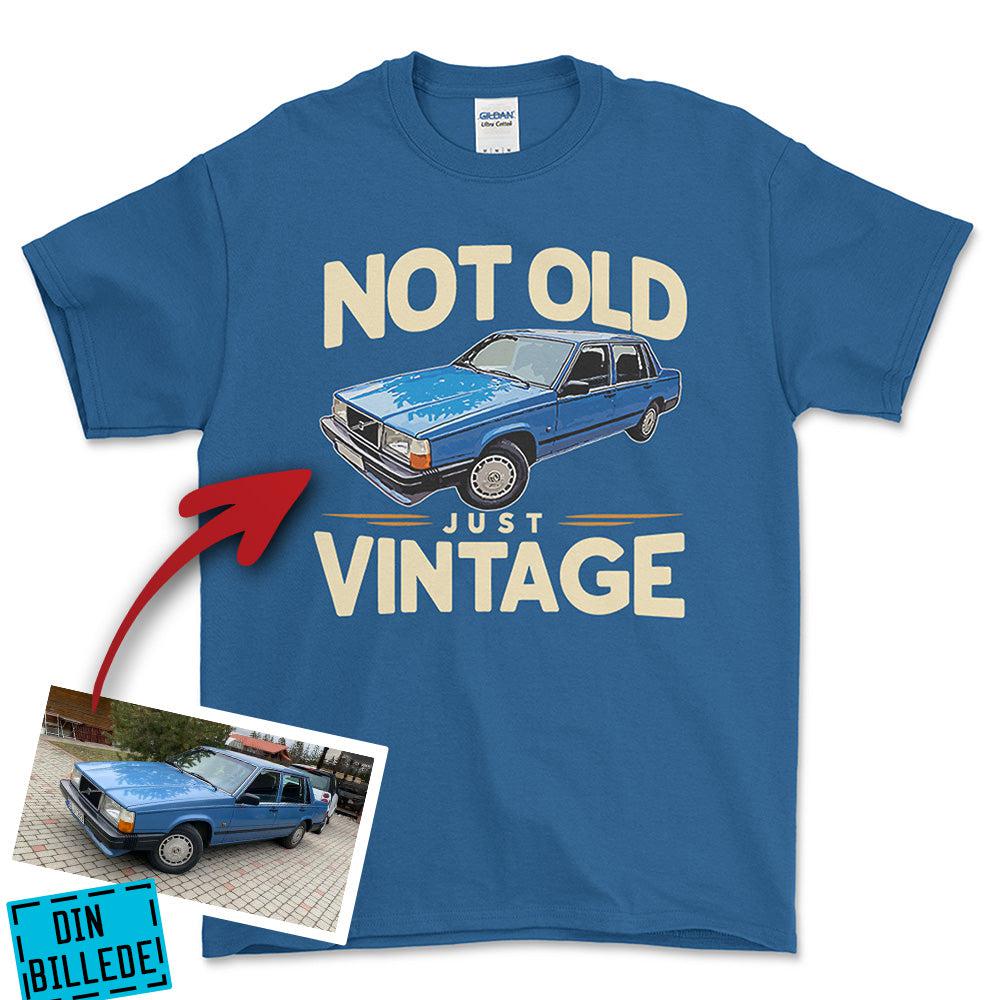 Personlig - Not Old Just Vintage - Med Din Bil MC Billede Unisex T-Shirt , Bomuld-Beklædning-Garage Culture-Blå Royal-S-Forside-Garage Culture Shop- garage - man cave - merchandise