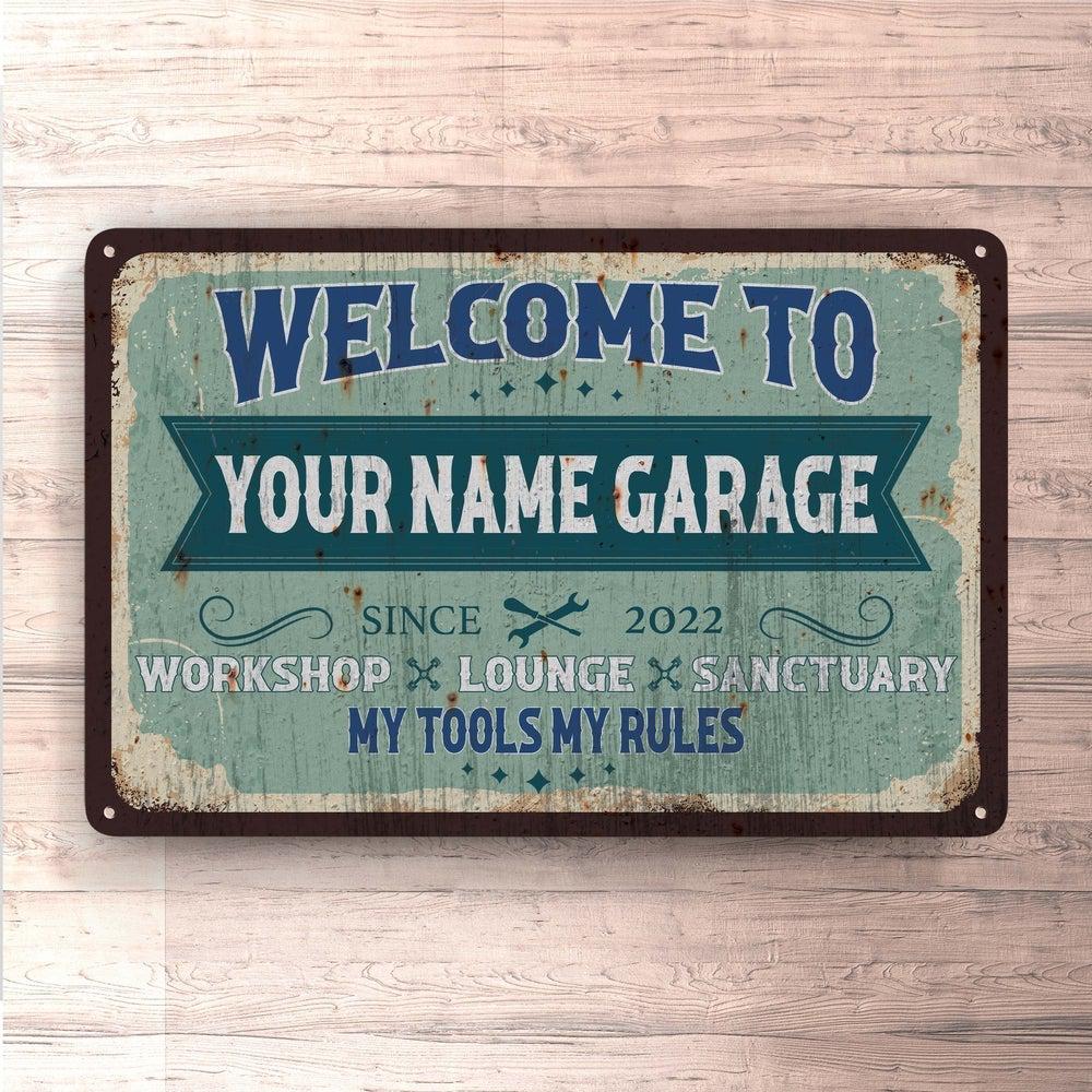 Personlig Til Dig - Din Navn Garage My Tools My Rules - Skilte, Musemåtte, Dørmåtte , Plakat-Skilte-Garage-Garage Culture Shop- garage - man cave - merchandise
