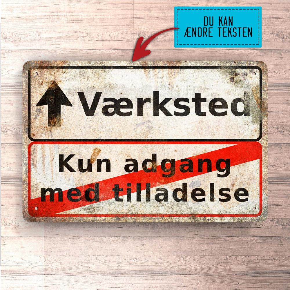 Personlig Til Dig - Værksted Kun Andgang Med Tilladelse - Vintage Skilte, Musemåtte, Dørmåtte-Skilte-Garage-Garage Culture Shop- garage - man cave - merchandise