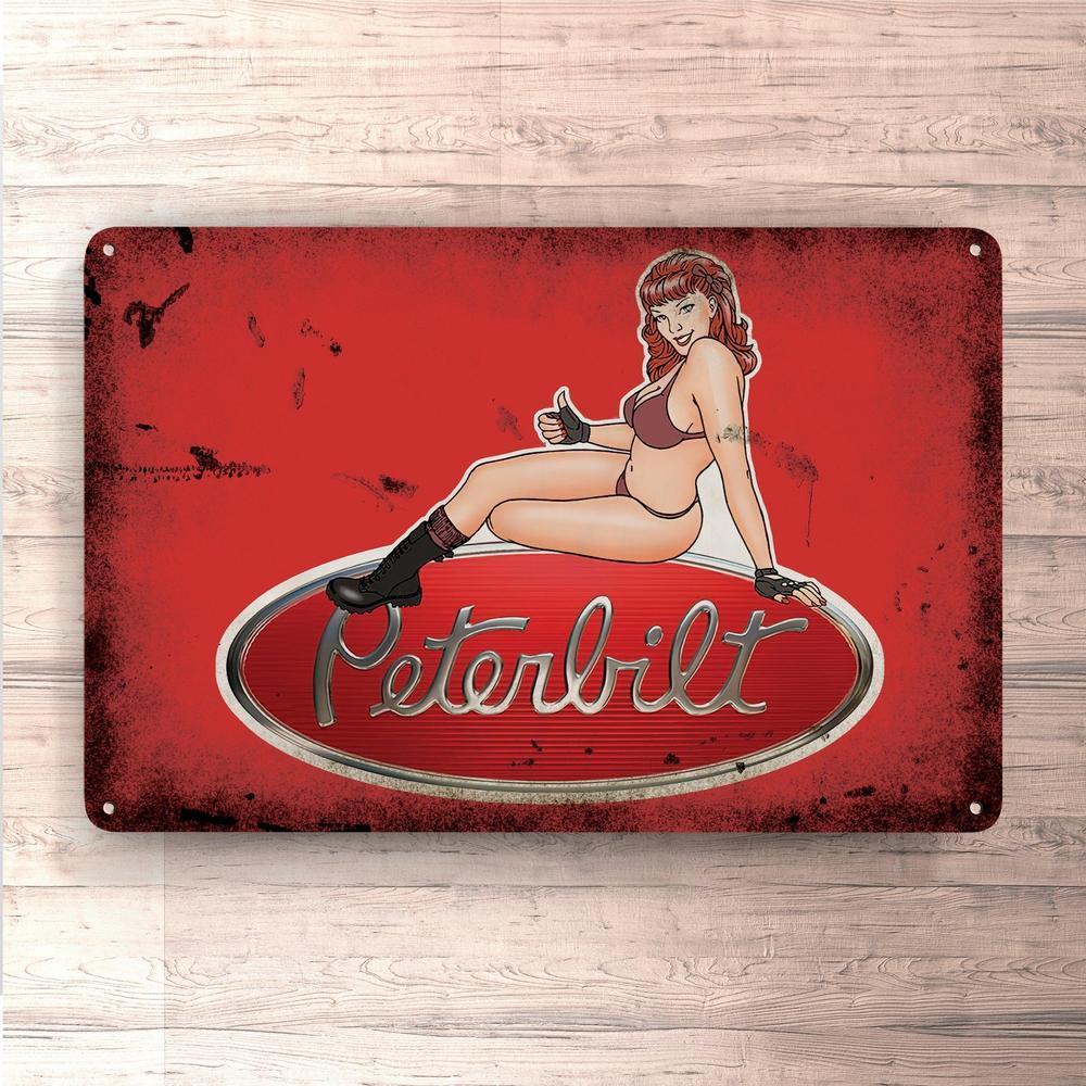 Peterbilt Pin-Up Vintage Skilte, Musemåtte, Dørmåtte-Skilte-Peterbilt-Garage Culture Shop- garage - man cave - merchandise