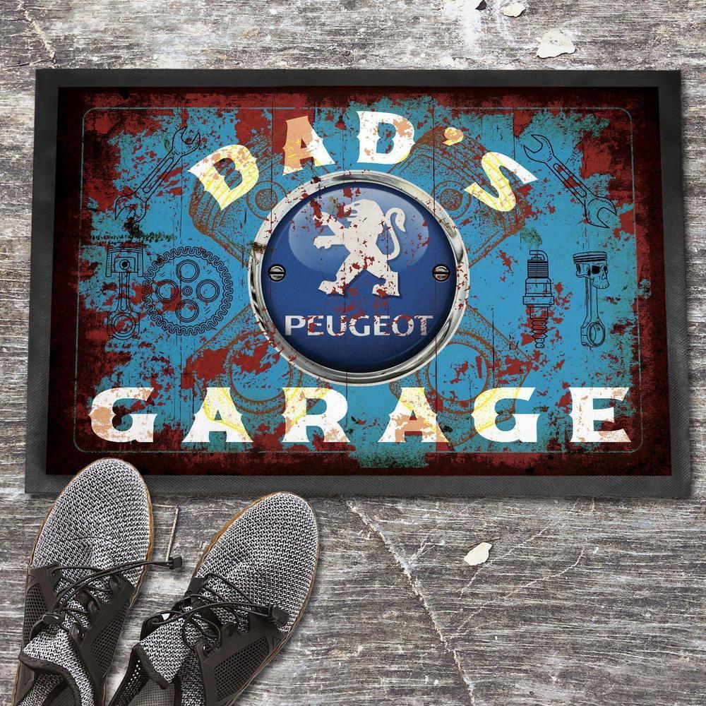 Peugeot Dads Garage Vintage Skilte, Musemåtte, Dørmåtte , Plakat-Skilte-Peugeot-Garage Culture Shop- garage - man cave - merchandise