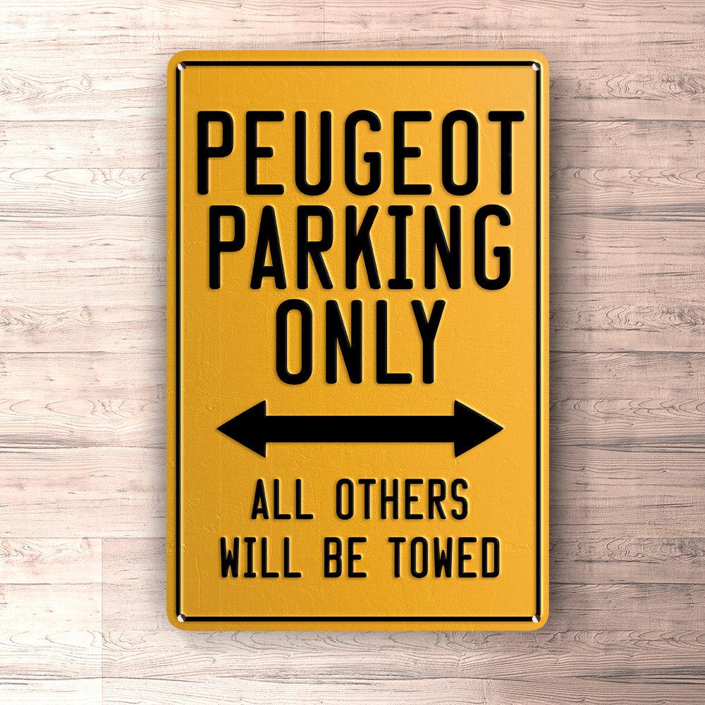 Peugeot Parking Only Skilte, Musemåtte, Dørmåtte , Plakat-Parking skilte-Peugeot-Garage Culture Shop- garage - man cave - merchandise