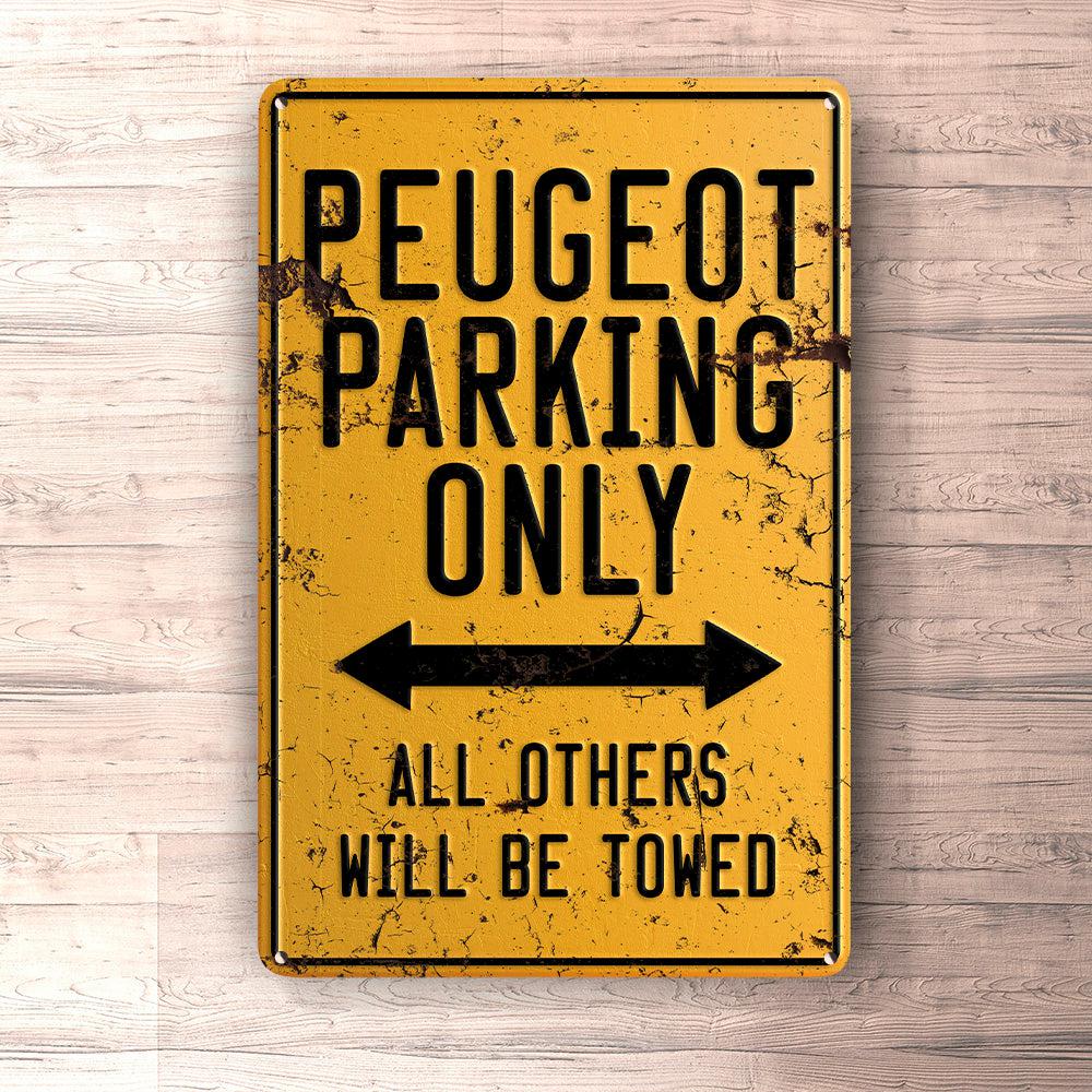 Peugeot Parking Only Skilte, Musemåtte, Dørmåtte , Plakat-Parking skilte-Peugeot-Garage Culture Shop- garage - man cave - merchandise