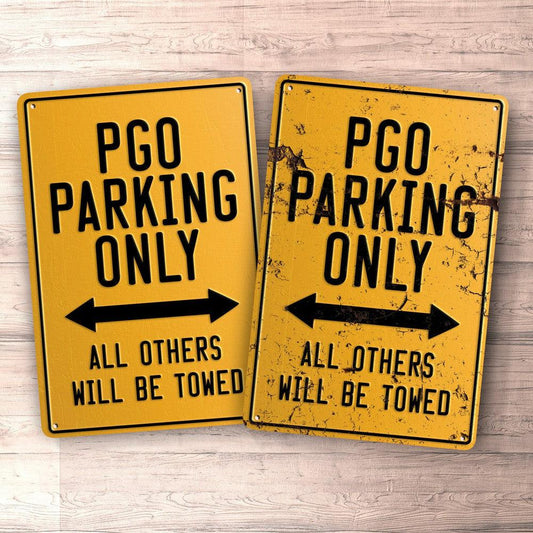 Pgo Parking Only Skilte, Musemåtte, Dørmåtte , Plakat-Parking skilte-PGO-Garage Culture Shop- garage - man cave - merchandise