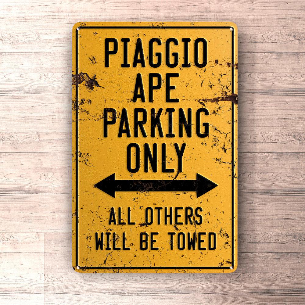 Piaggio Ape Parking Only Skilte, Musemåtte, Dørmåtte , Plakat-Parking skilte-Piaggio-Garage Culture Shop- garage - man cave - merchandise