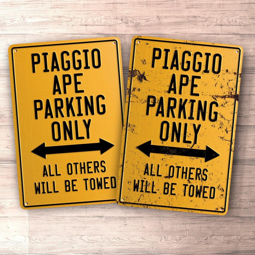 Piaggio Ape Parking Only Skilte, Musemåtte, Dørmåtte , Plakat-Parking skilte-Piaggio-Garage Culture Shop- garage - man cave - merchandise
