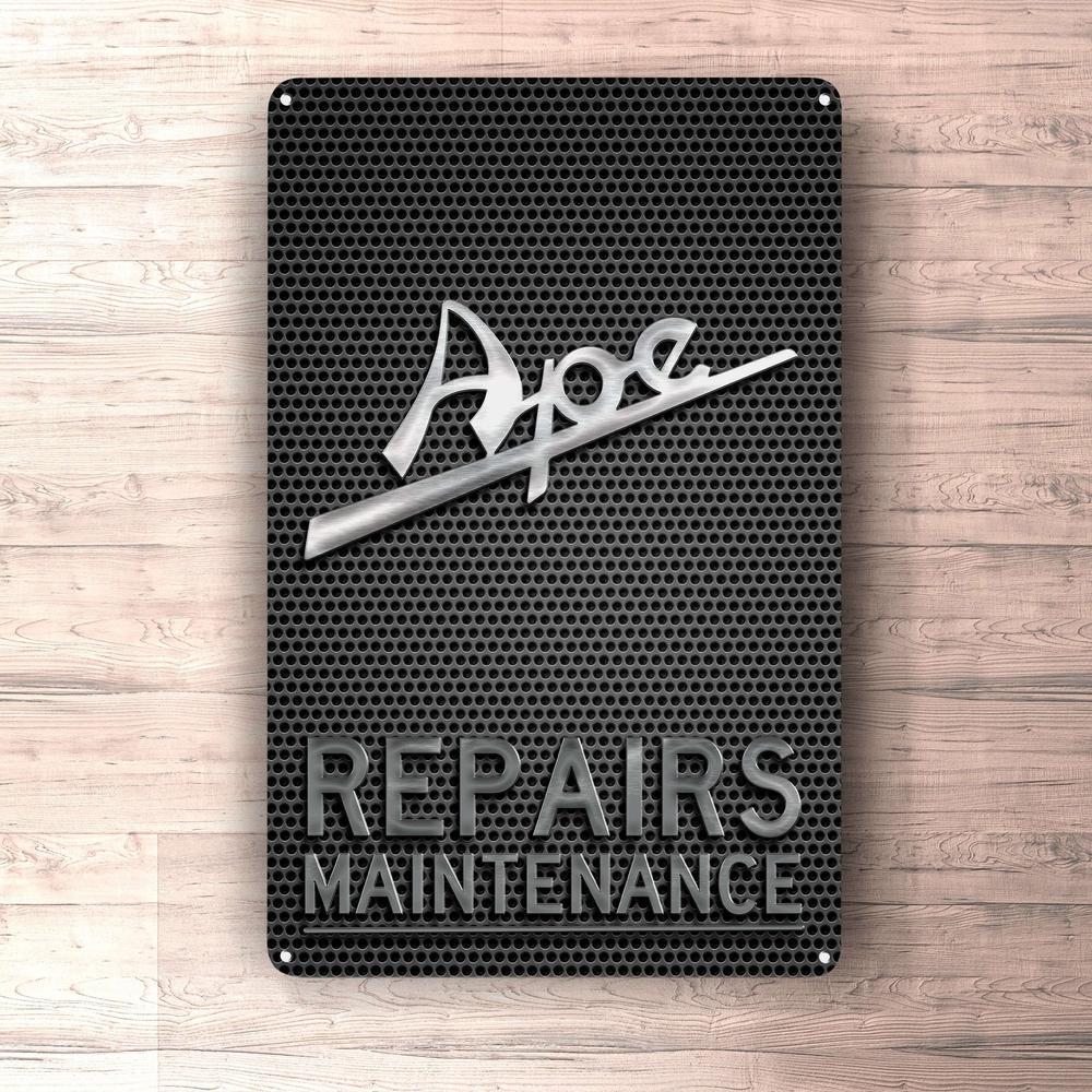 Piaggio Ape Repairs Maintenance Skilte, Musemåtte, Dørmåtte , Plakat-Skilte-Piaggio-Garage Culture Shop- garage - man cave - merchandise