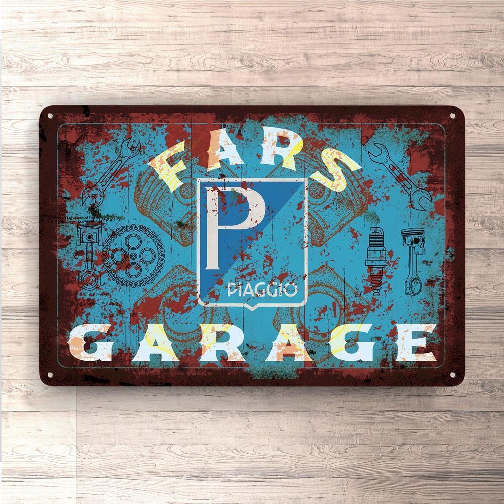 Piaggio Fars Garage Vintage Skilte, Musemåtte, Dørmåtte-Skilte-Datsun-Garage Culture Shop- garage - man cave - merchandise