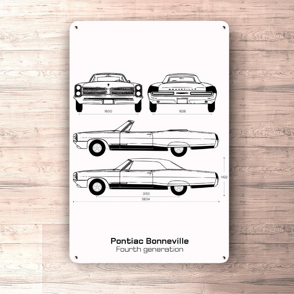 Pontiac Bonneville Convertible Iv Gen Blueprint Skilte, Musemåtte, Dørmåtte , Plakat-Blueprint-Pontiac-Garage Culture Shop- garage - man cave - merchandise