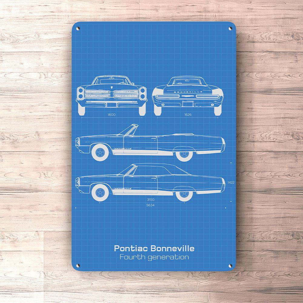 Pontiac Bonneville Convertible Iv Gen Blueprint Skilte, Musemåtte, Dørmåtte-Blueprint-Pontiac-Garage Culture Shop- garage - man cave - merchandise