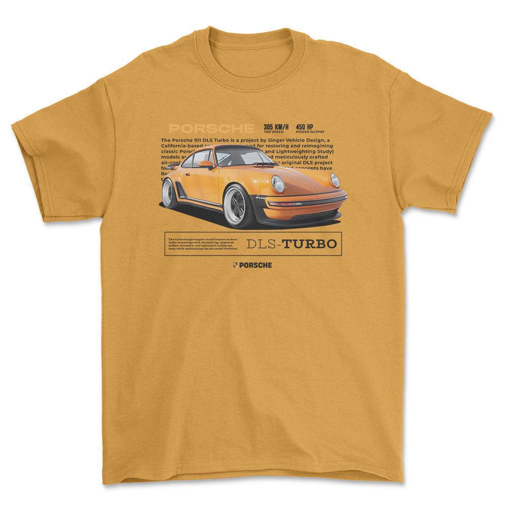 Porsche 911 DLS Turbo - Unisex T-Shirt-Beklædning-Porsche-Guld-S-Forside-Garage Culture Shop- garage - man cave - merchandise