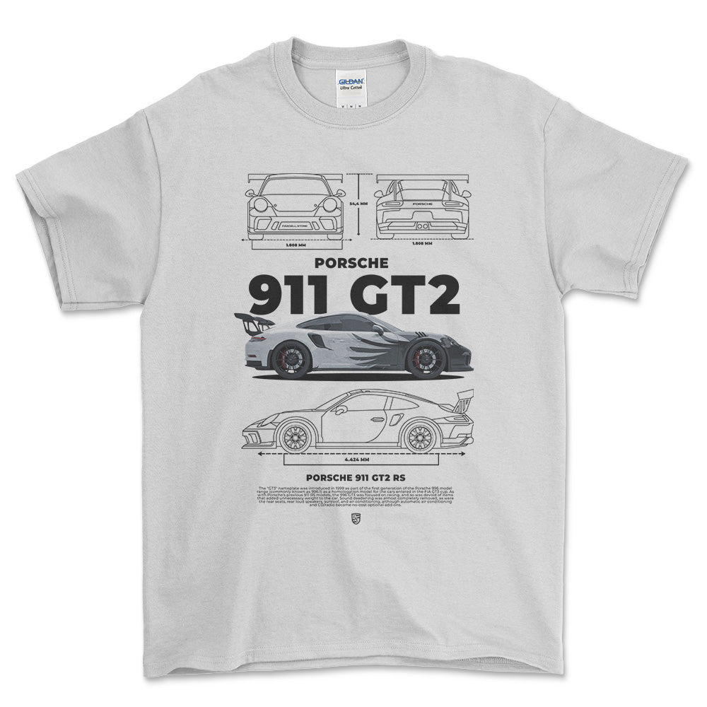Porsche 911 GT2 RS - Unisex T-Shirt-Beklædning-Porsche-Hvid-S-Forside-Garage Culture Shop- garage - man cave - merchandise