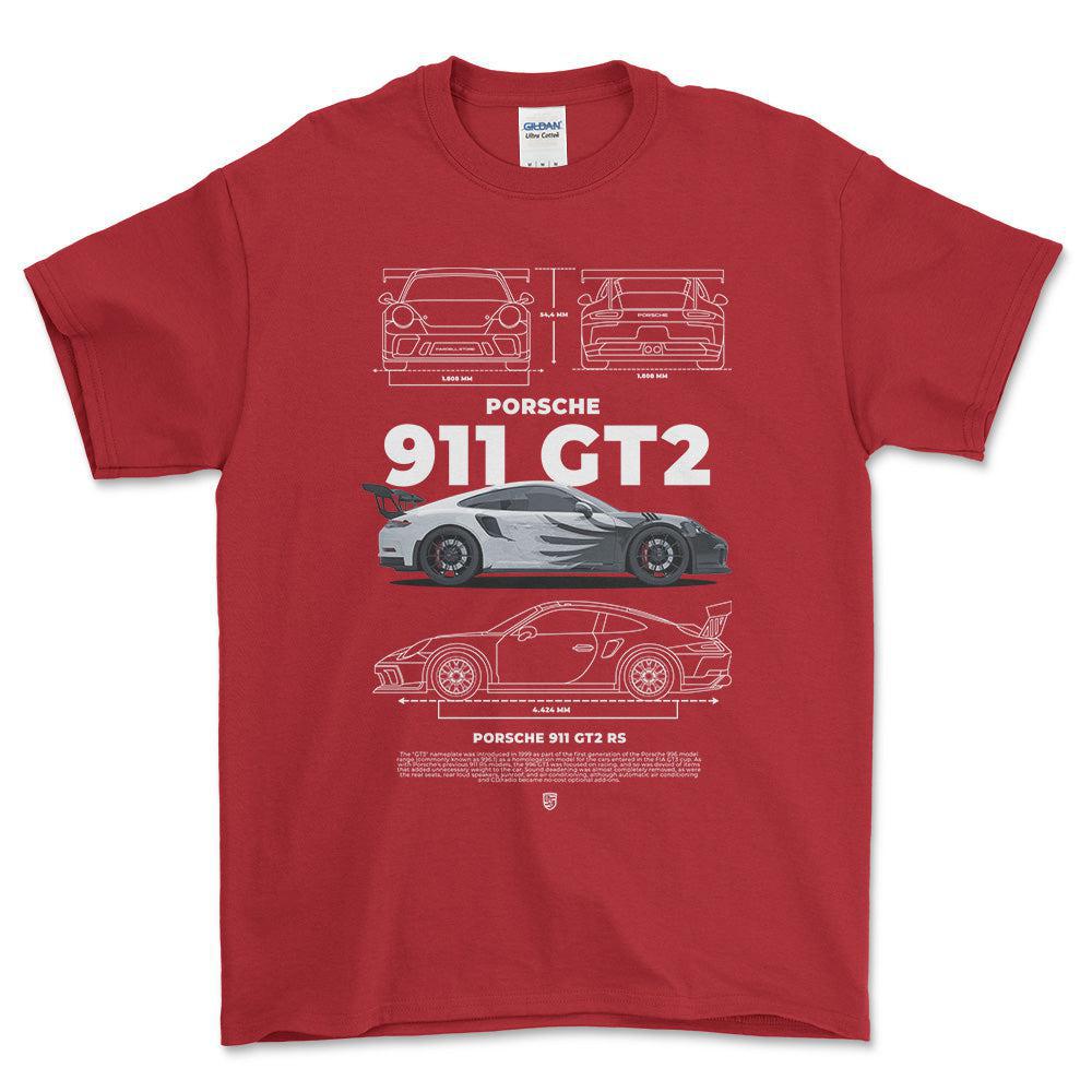 Porsche 911 GT2 RS - Unisex T-Shirt-Beklædning-Porsche-Rød-S-Forside-Garage Culture Shop- garage - man cave - merchandise
