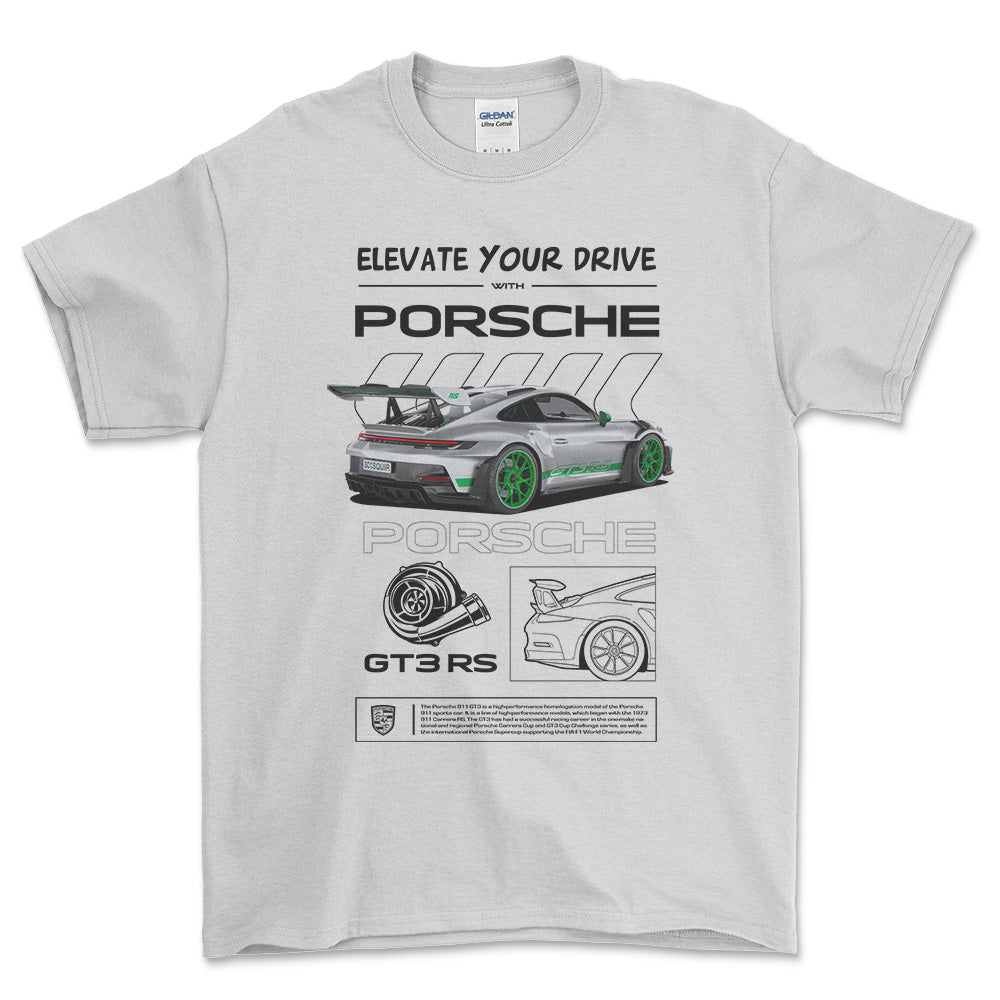 Porsche 911 GT3 RS - Unisex T-Shirt-Beklædning-Porsche-Hvid-S-Forside-Garage Culture Shop- garage - man cave - merchandise