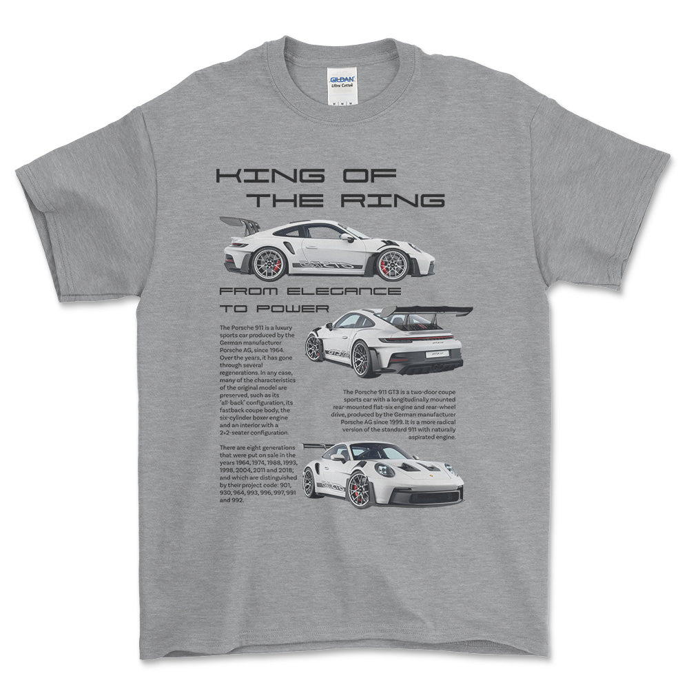 Porsche 911 GT3 RS - Unisex T-Shirt-Beklædning-Porsche-Grå Sport-S-Forside-Garage Culture Shop- garage - man cave - merchandise