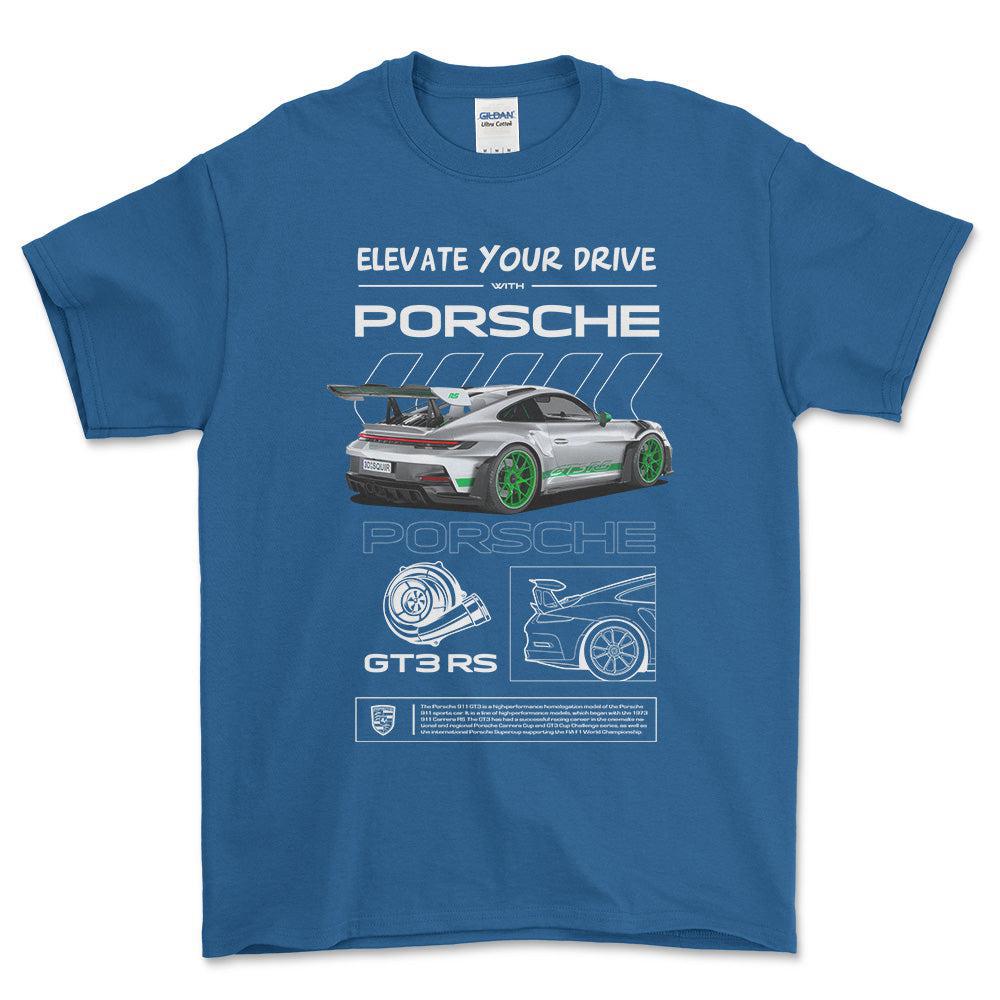 Porsche 911 GT3 RS - Unisex T-Shirt-Beklædning-Porsche-Blå Royal-S-Forside-Garage Culture Shop- garage - man cave - merchandise
