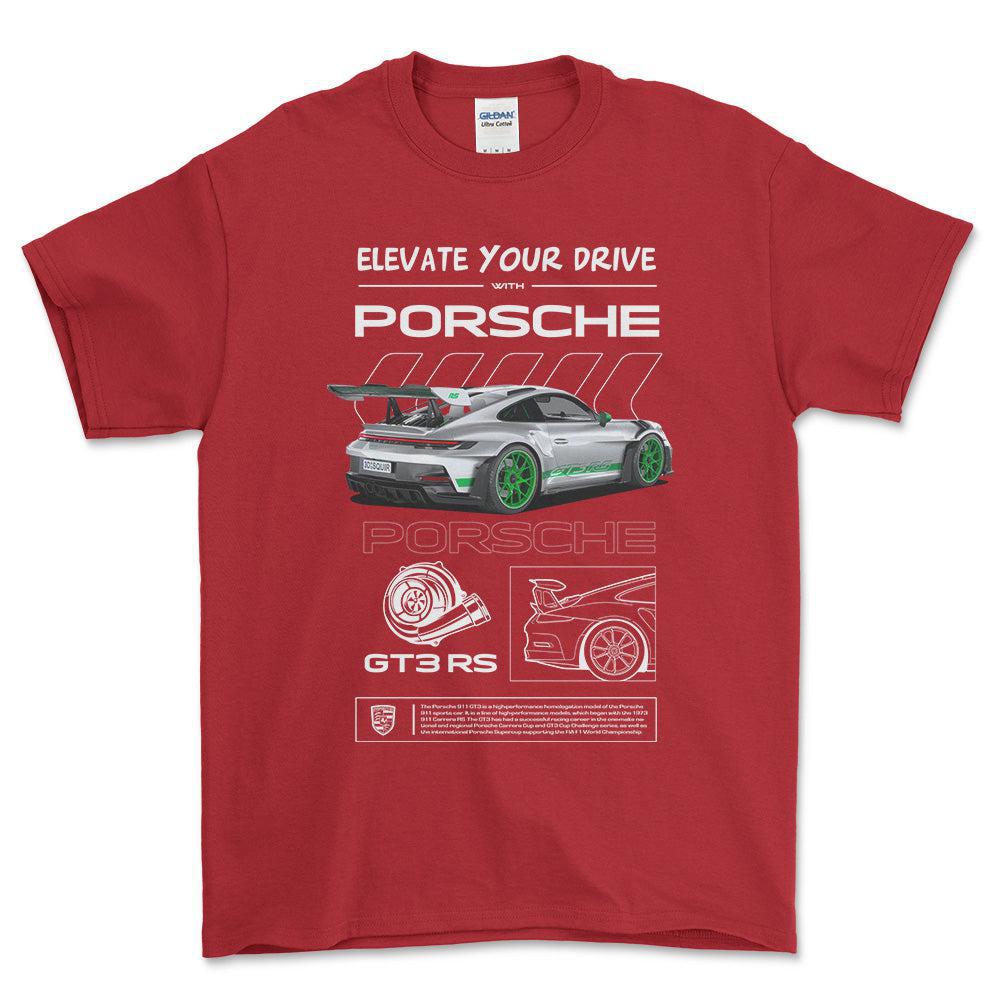 Porsche 911 GT3 RS - Unisex T-Shirt-Beklædning-Porsche-Rød-S-Forside-Garage Culture Shop- garage - man cave - merchandise