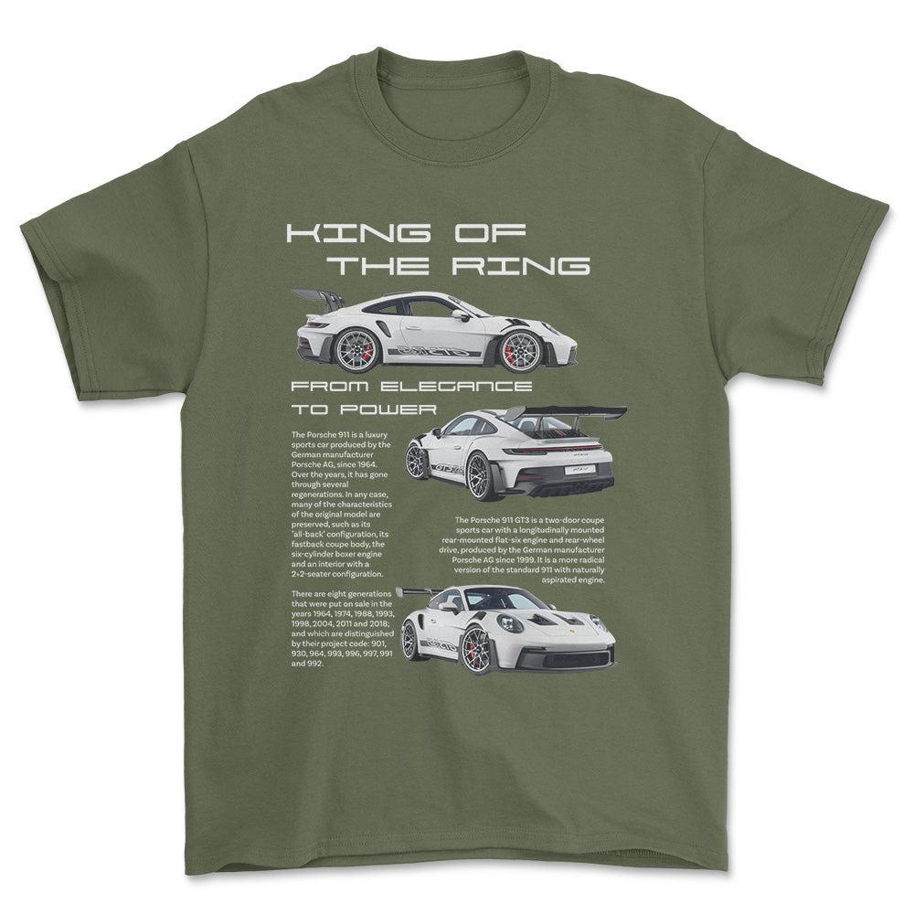 Porsche 911 GT3 RS - Unisex T-Shirt-Beklædning-Porsche-Grøn Militær-S-Forside-Garage Culture Shop- garage - man cave - merchandise