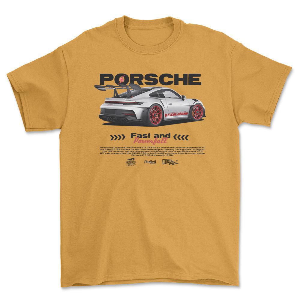 Porsche 911 GT3 RS - Unisex T-Shirt-Beklædning-Porsche-Guld-S-Forside-Garage Culture Shop- garage - man cave - merchandise
