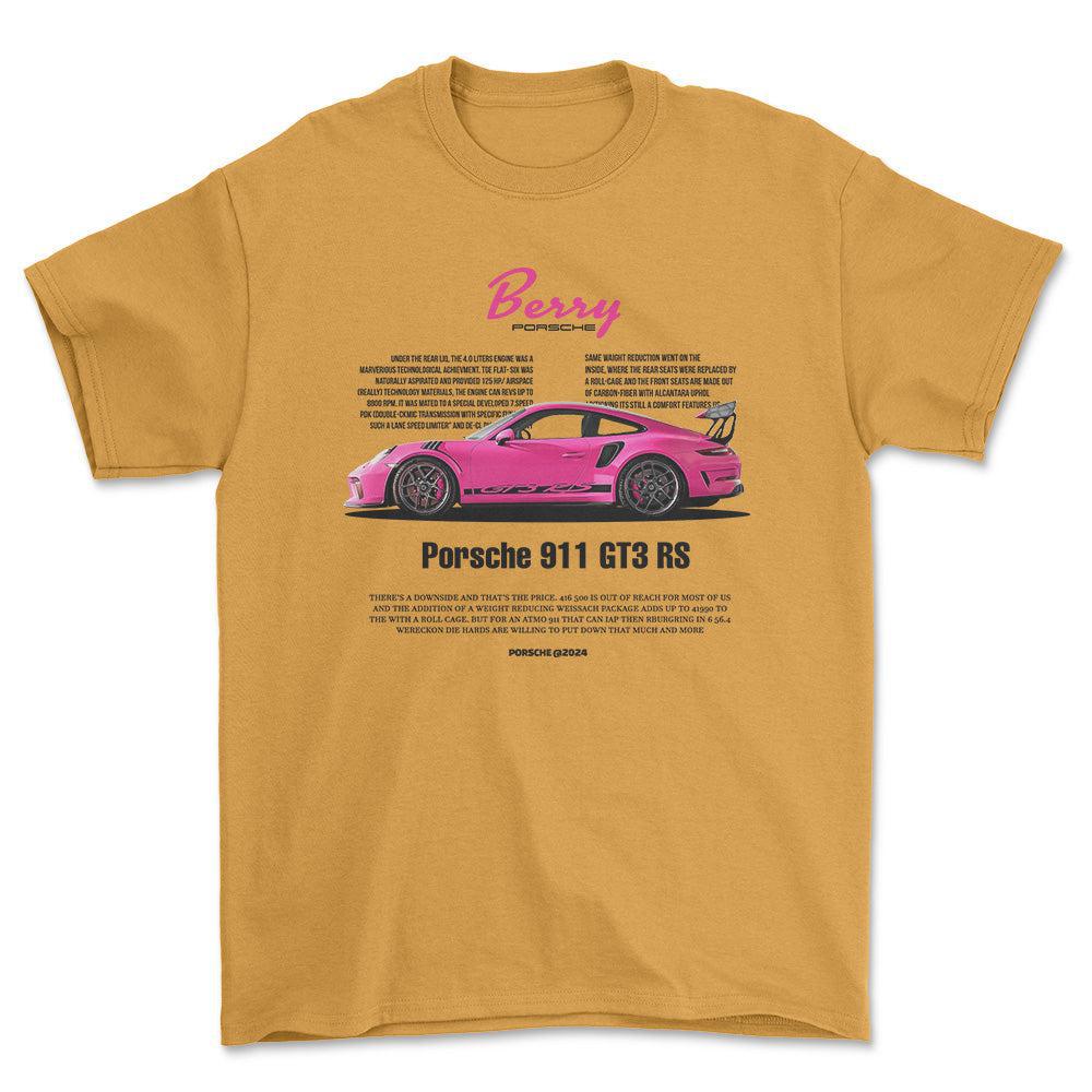 Porsche 911 GT3 RS - Unisex T-Shirt-Beklædning-Porsche-Guld-S-Forside-Garage Culture Shop- garage - man cave - merchandise