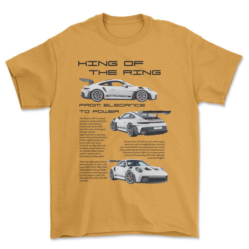 Porsche 911 GT3 RS - Unisex T-Shirt-Beklædning-Porsche-Guld-S-Forside-Garage Culture Shop- garage - man cave - merchandise