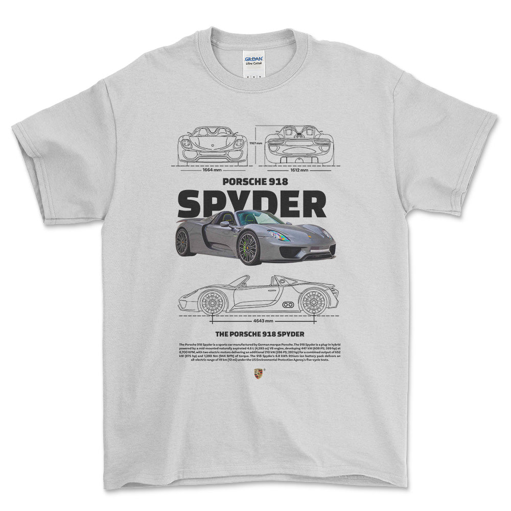 Porsche 918 Spyder - Unisex T-Shirt-Beklædning-Porsche-Hvid-S-Forside-Garage Culture Shop- garage - man cave - merchandise