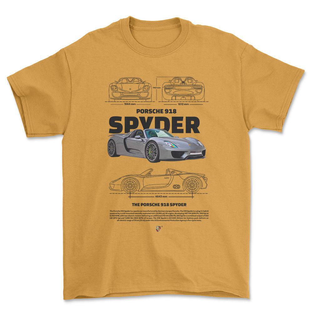 Porsche 918 Spyder - Unisex T-Shirt-Beklædning-Porsche-Guld-S-Forside-Garage Culture Shop- garage - man cave - merchandise