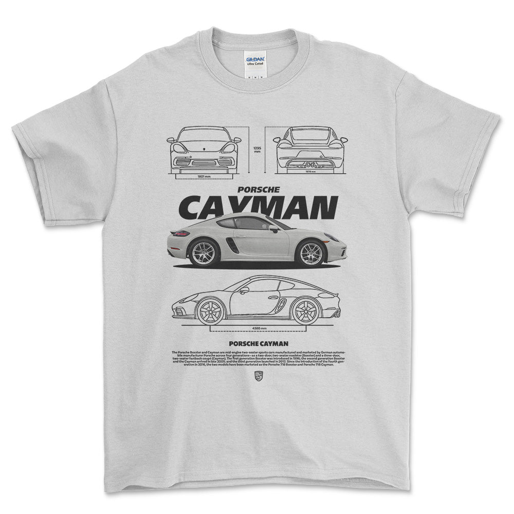 Porsche Cayman - Unisex T-Shirt-Beklædning-Porsche-Hvid-S-Forside-Garage Culture Shop- garage - man cave - merchandise