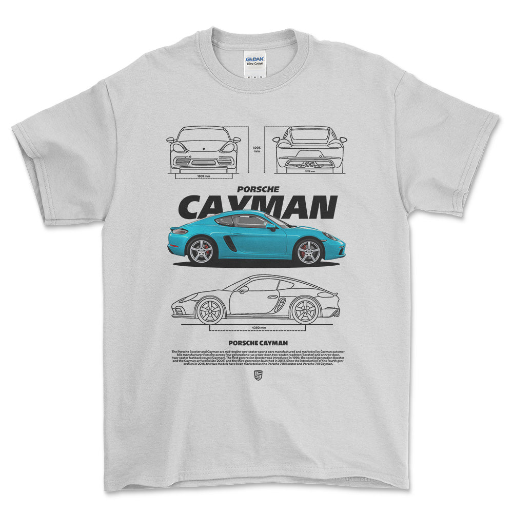 Porsche Cayman - Unisex T-Shirt-Beklædning-Porsche-Hvid-S-Forside-Garage Culture Shop- garage - man cave - merchandise