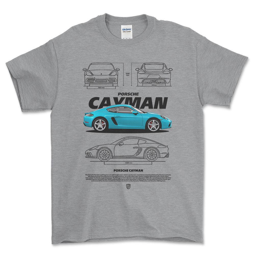 Porsche Cayman - Unisex T-Shirt-Beklædning-Porsche-Grå Sport-S-Forside-Garage Culture Shop- garage - man cave - merchandise