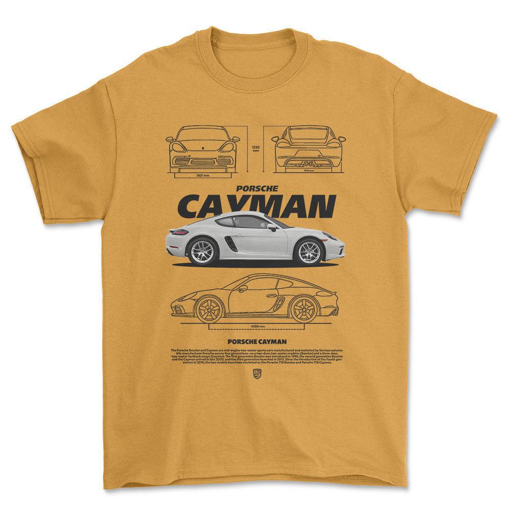 Porsche Cayman - Unisex T-Shirt-Beklædning-Porsche-Guld-S-Forside-Garage Culture Shop- garage - man cave - merchandise