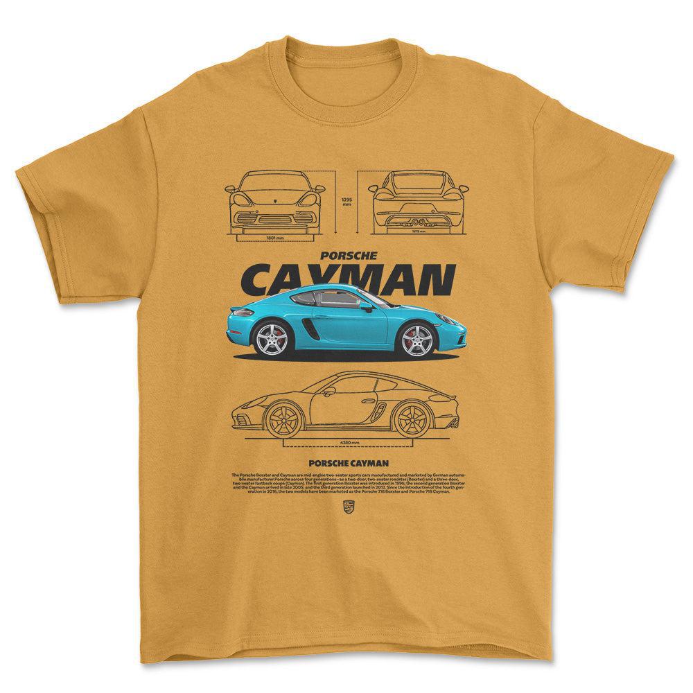 Porsche Cayman - Unisex T-Shirt-Beklædning-Porsche-Guld-S-Forside-Garage Culture Shop- garage - man cave - merchandise