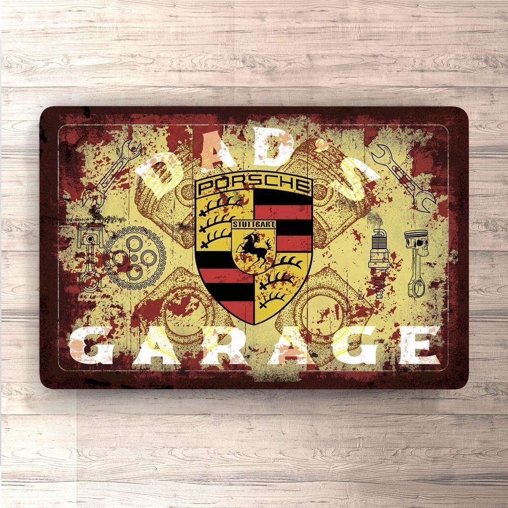 Porsche Dads Garage Vintage Skilte, Musemåtte, Dørmåtte , Plakat-Skilte-Porsche-Garage Culture Shop- garage - man cave - merchandise