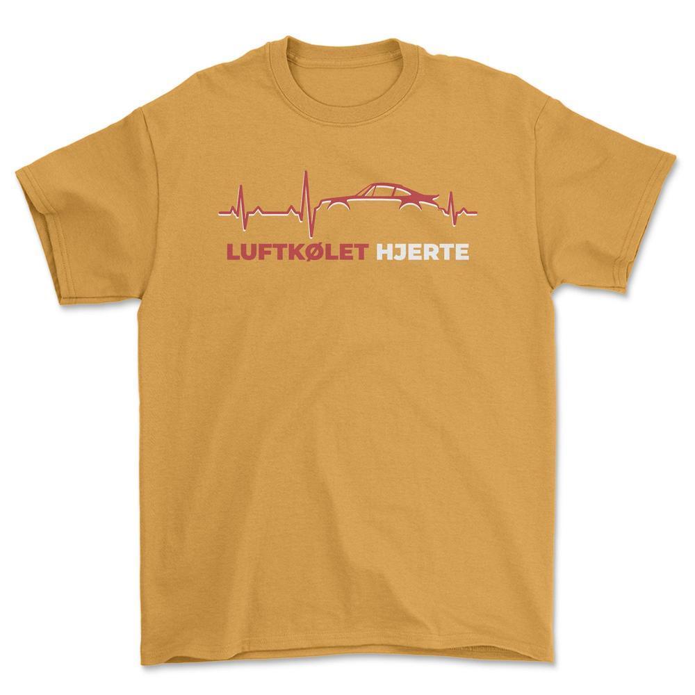 Porsche Luftkølet Hjerte - Unisex T-Shirt-Beklædning-Porsche-Guld-S-Garage Culture Shop- garage - man cave - merchandise