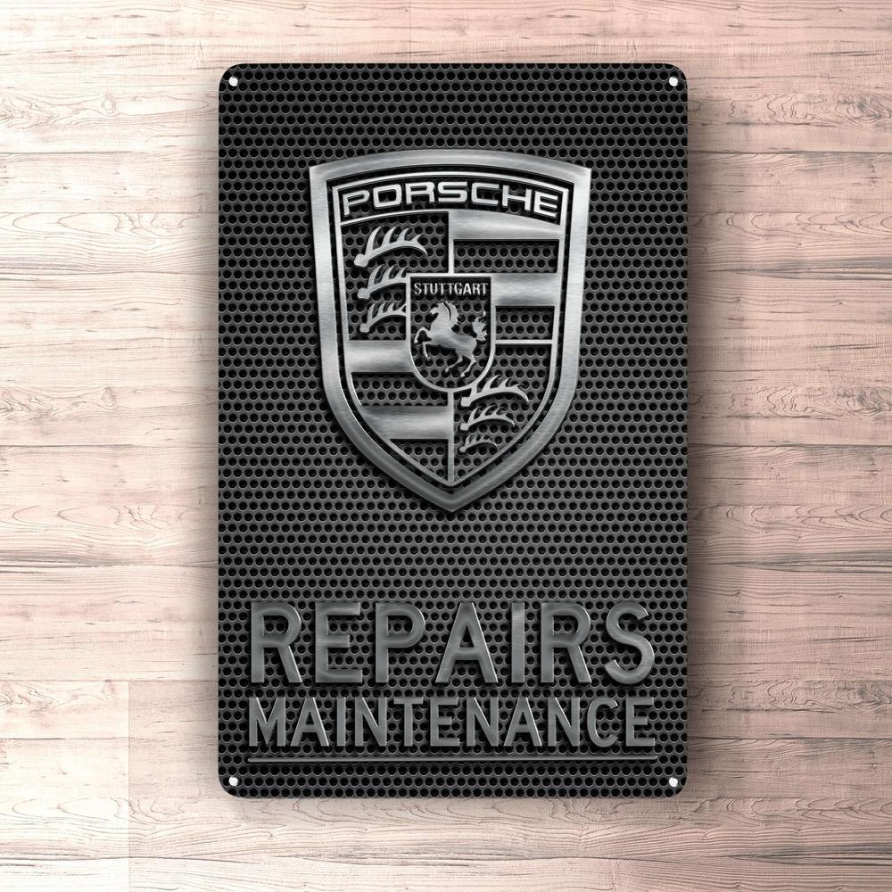 Porsche Repairs Maintenance Skilte, Musemåtte, Dørmåtte , Plakat-Skilte-Porsche-Garage Culture Shop- garage - man cave - merchandise